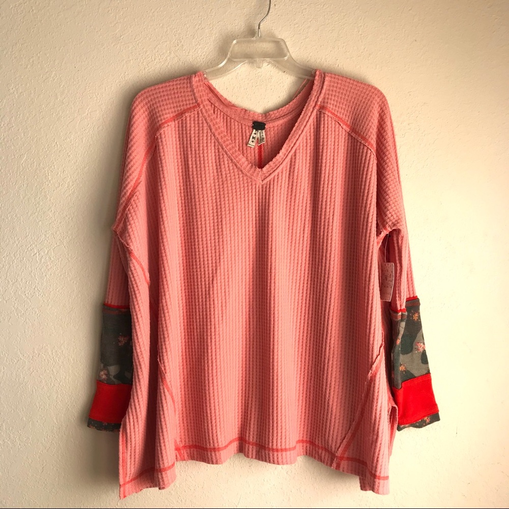 Free People Lovin Leopard Thermal Top Peach
